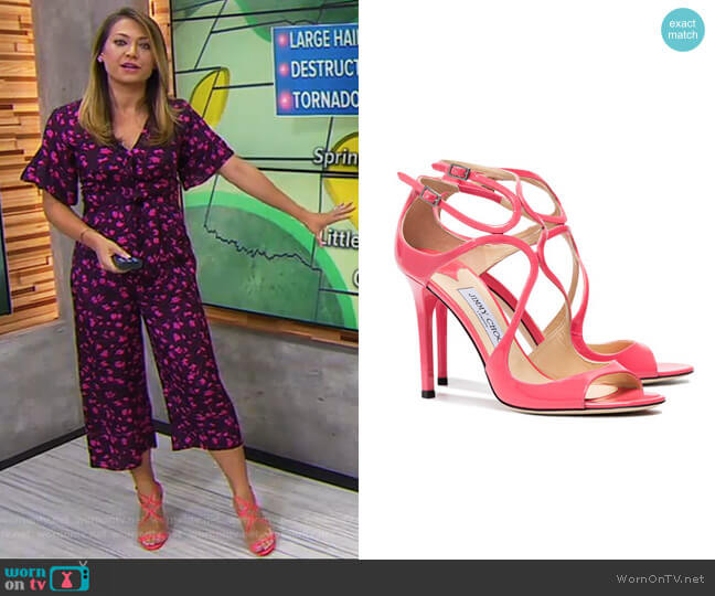 Jimmy Choo Lang Patent Leather Sandals worn by Ginger Zee on Good Morning America