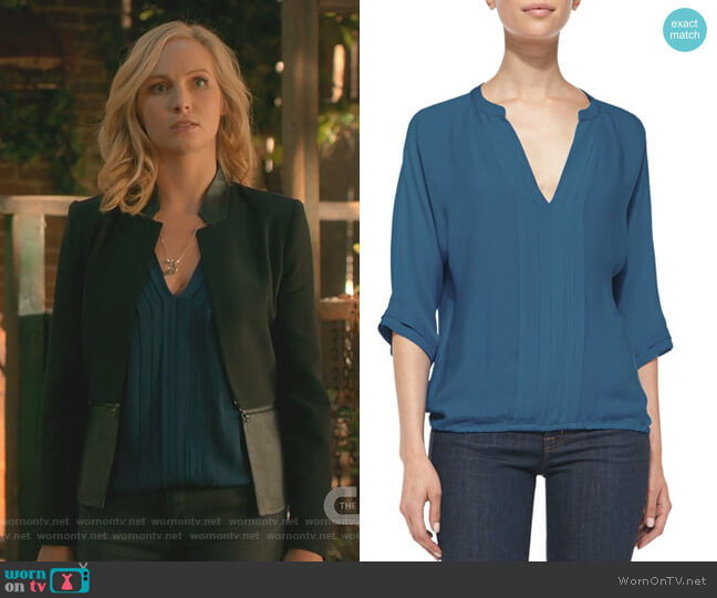 Joie Marru Pintuck-Front Silk Blouse