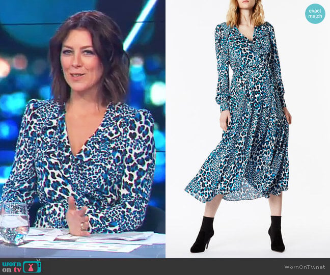 Karen Millen Leopard Midi Dress worn by Gorgi Coghlan on The Project