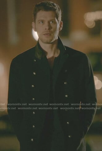 Klaus’s black double breasted coat with leather collar on The Originals