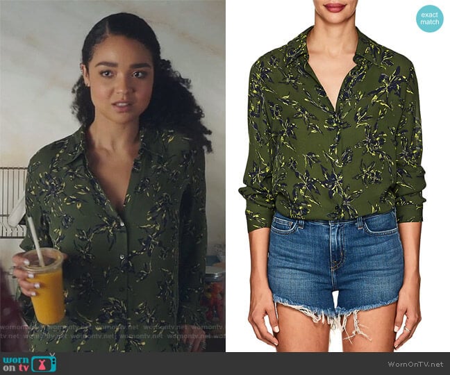 L'Agence Nina Floral-Print Silk Blouse worn by Kat Edison (Aisha Dee) on The Bold Type