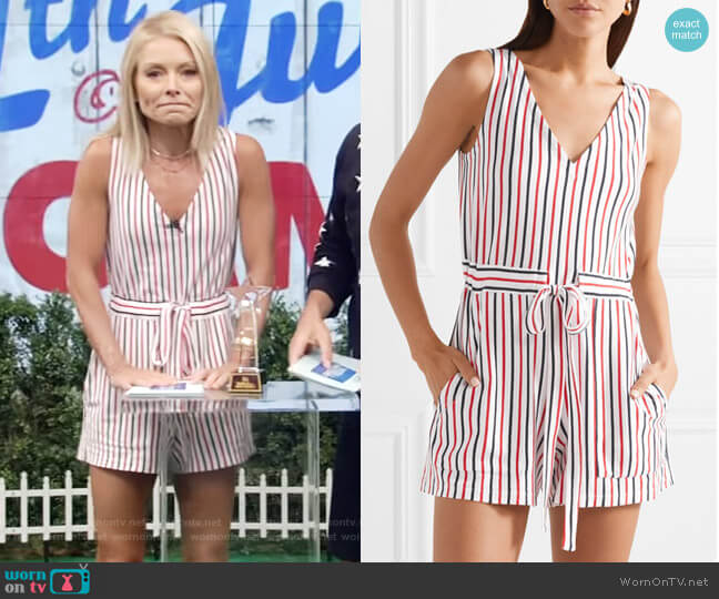 MDS Stripes Amanda striped cotton-jersey playsuit worn by Kelly Ripa on Live with Kelly and Mark