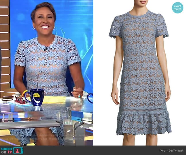 MICHAEL Michael Kors Floral Lace A-Line Dress worn by Robin Roberts on Good Morning America