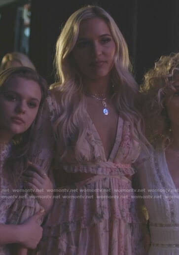 Maddie’s pink floral cutout dress on Nashville