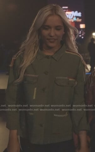 Maddie’s green embroidered jacket on Nashville