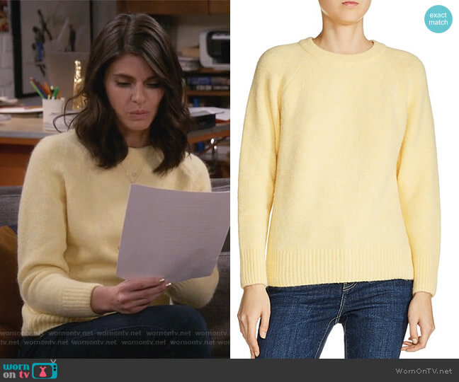 Maje Marla Ribbed-Trim Raglan-Sleeve Sweater worn by Leslie Curry (Lindsey Kraft) on Living Biblically