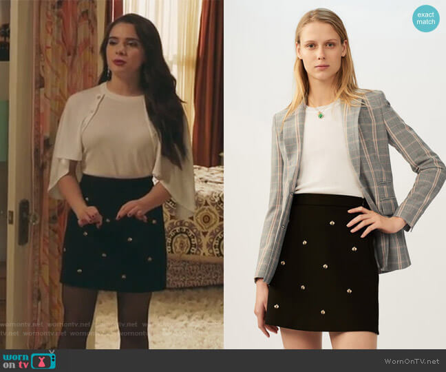 Maje Skirt with Embroidered Bees worn by Jane Sloan (Katie Stevens) on The Bold Type