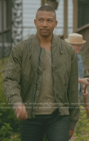 Marcel’s khaki bomber jacket on The Originals