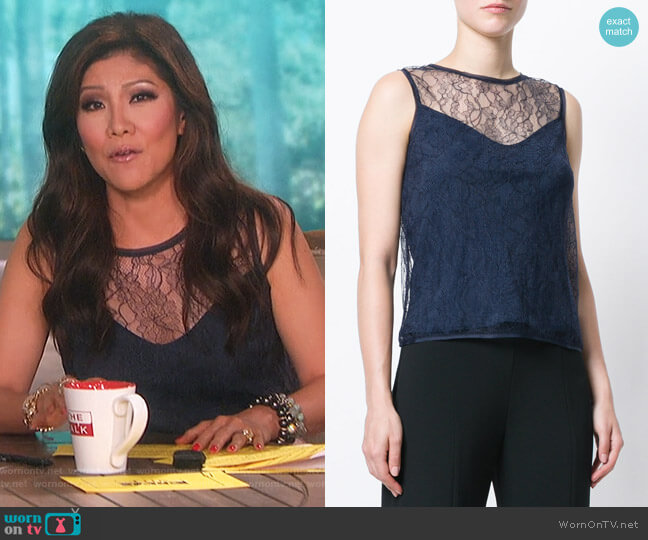 Max Mara Chantilly lace top worn by Julie Chen on The Talk