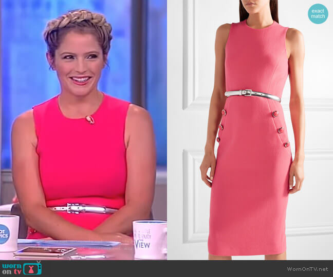 Michael Kors Embellished wool-blend bouclé midi dress worn by Sara Haines on The View