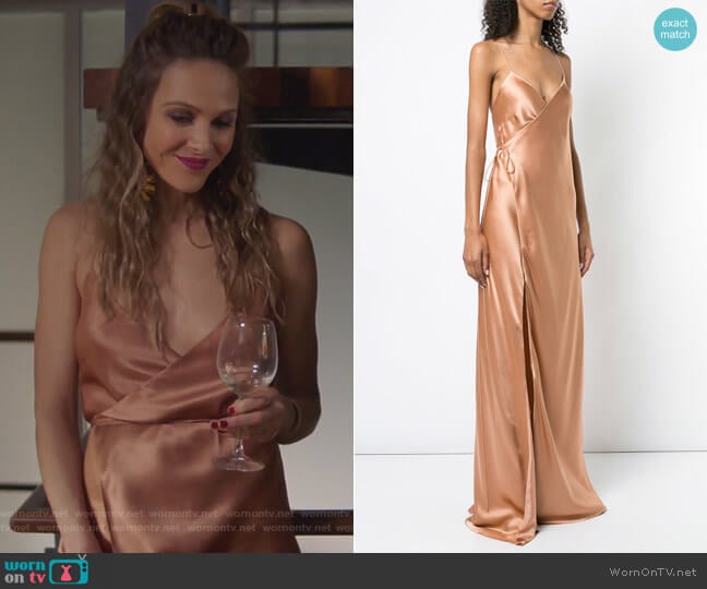 Michelle Mason Strappy Wrap Gown worn by Phoebe Wells (Beau Garrett) on Girlfriends Guide to Divorce