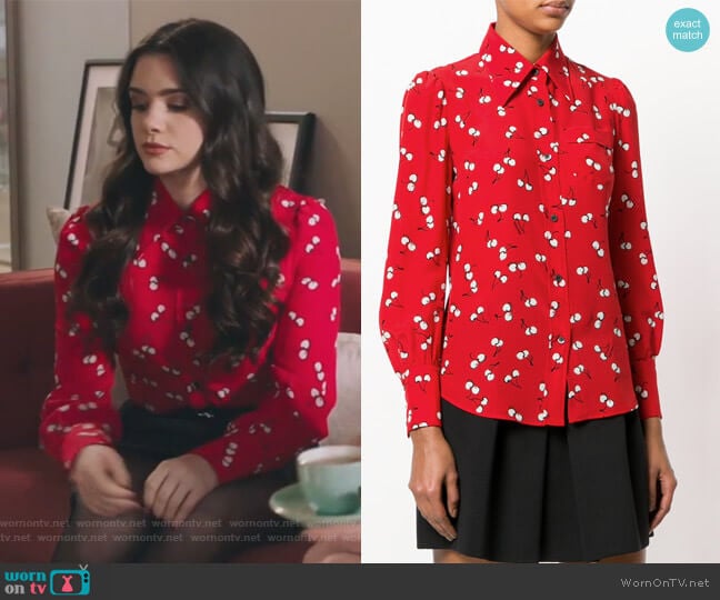 Miu Miu Printed silk shirt worn by Jane Sloan (Katie Stevens) on The Bold Type