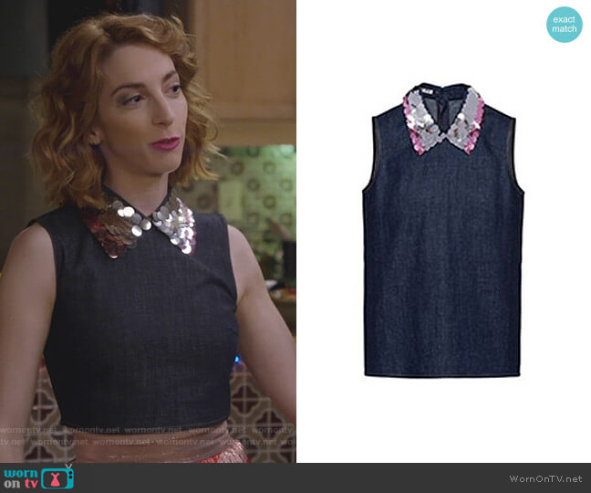 Miu Miu Embellished Denim Top worn by Lauren (Molly Bernard) on Younger