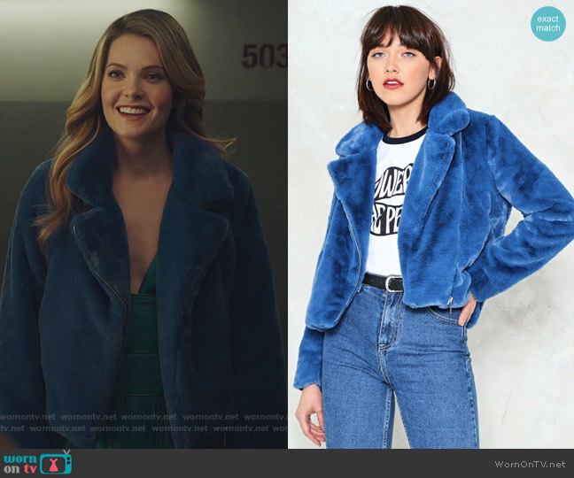 Nasty Gal As Fur Usual Faux Fur Cropped Jacket worn by Sutton (Meghann Fahy) on The Bold Type