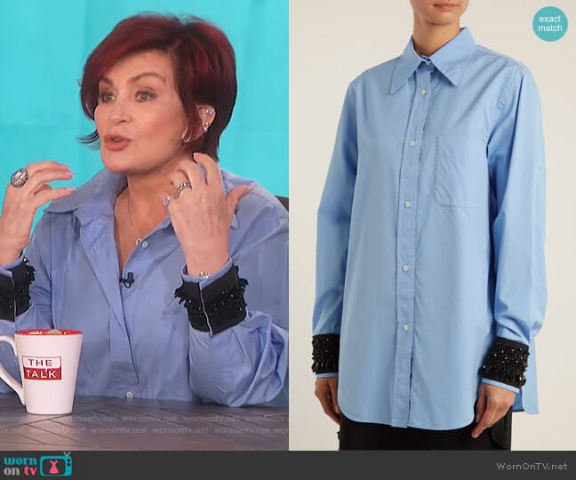 No. 21 Embellished-cuff cotton shirt worn by Sharon Osbourne on The Talk