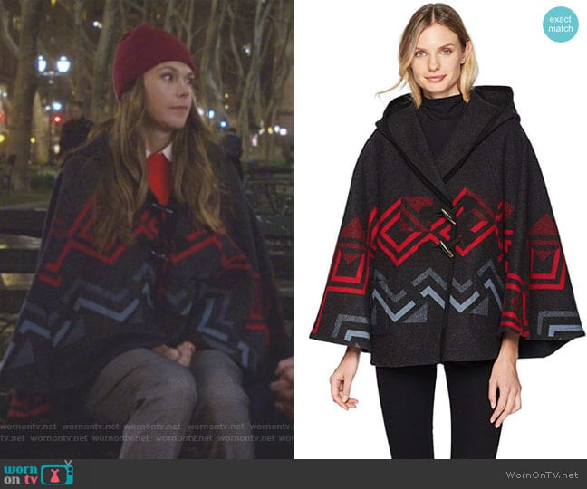 Pendleton Wool Hooded Shawl Collar Cape worn by Liza Miller (Sutton Foster) on Younger