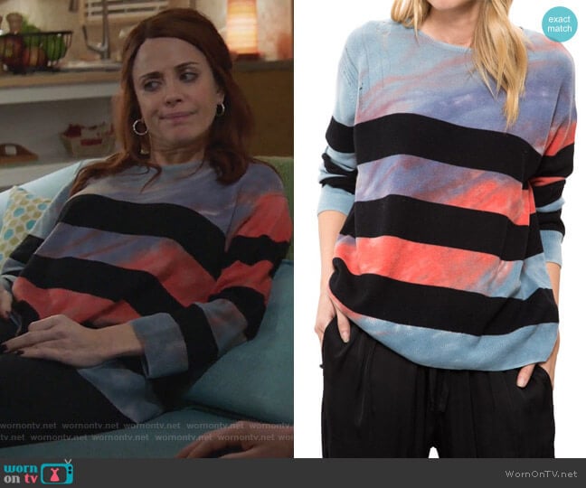 Raquel Allegra Tie Dye Crop Sleeve Boxy Crew worn by Jo (Alanna Ubach) on Girlfriends Guide to Divorce
