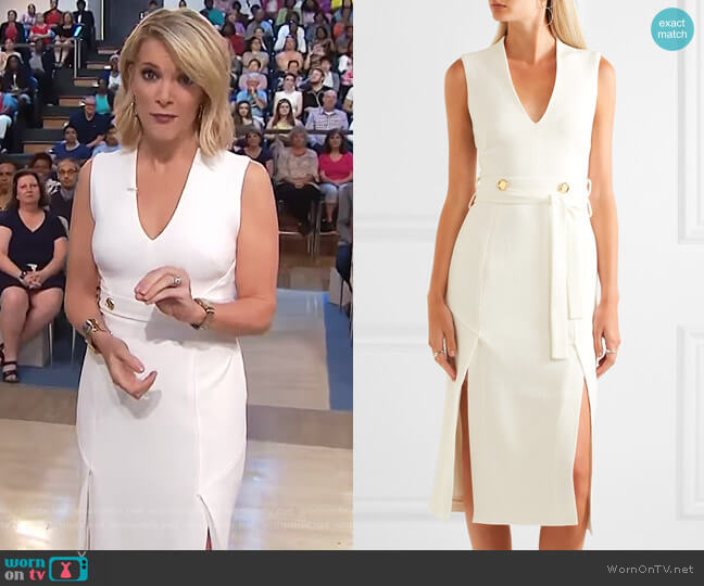 Rebecca Vallance Beltrán belted cutout crepe midi dress worn by Megyn Kelly on Today