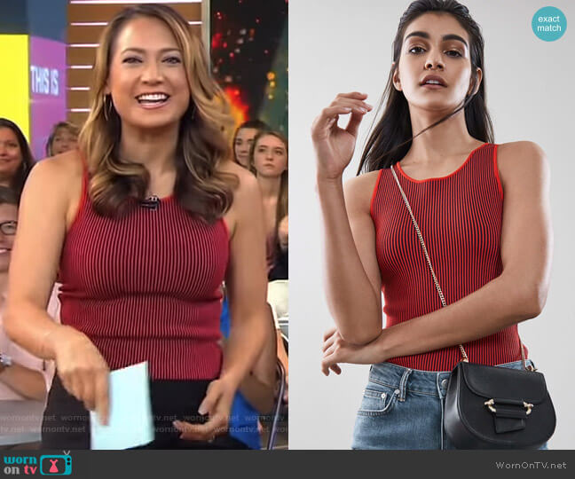 Reiss Levi Knitted Rib Top worn by Ginger Zee on Good Morning America