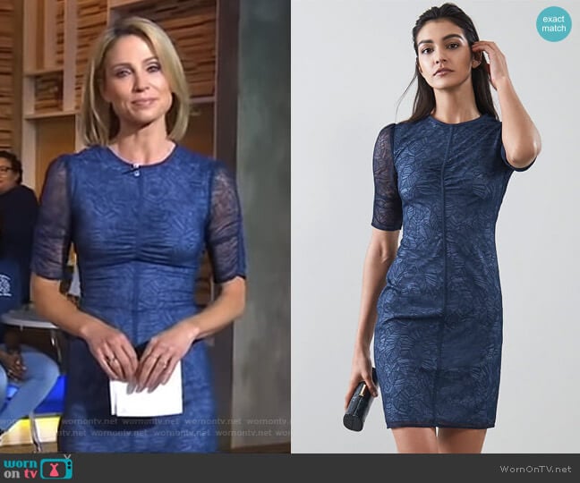 Reiss Willo Lace Bodycon Dress worn by Amy Robach on Good Morning America