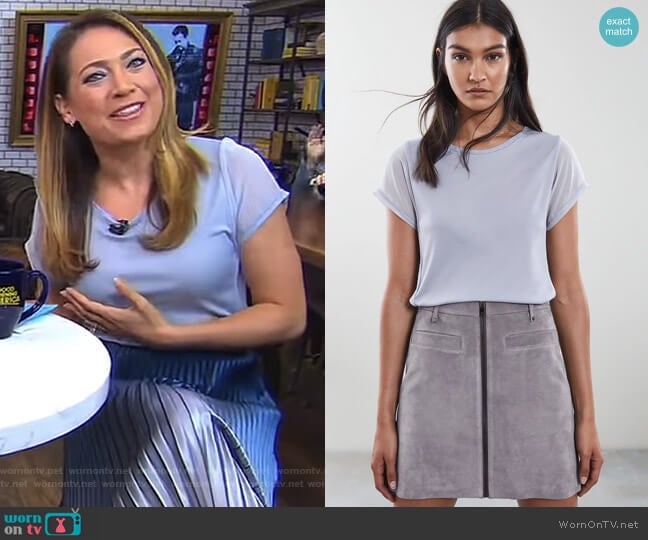 Reiss Afarin Braid Detail T-Shirt worn by Ginger Zee on Good Morning America