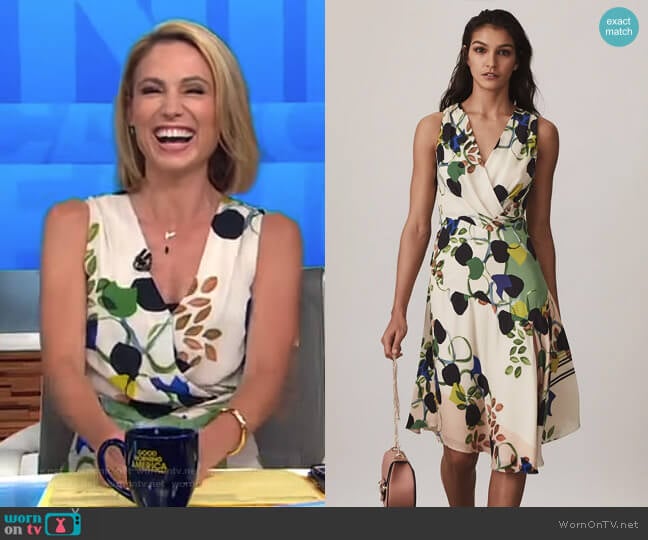 Reiss Magnolia Floral Printed Dress worn by Amy Robach on Good Morning America