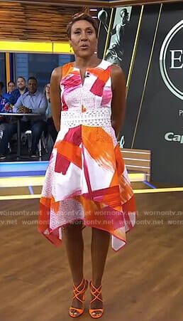 Robin’s multi-color handkerchief-hem dress on Good Morning America