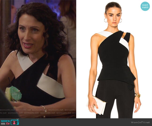 Roland Mouret Thornhill Stretch Viscose Top worn by Abby McCarthy (Lisa Edelstein) on Girlfriends Guide to Divorce