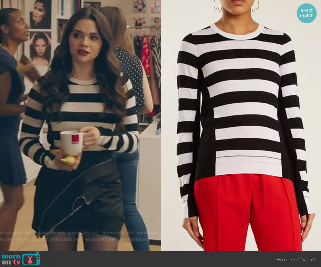 Sonia Rykiel Wide-striped wool-knit sweater worn by Jane Sloan (Katie Stevens) on The Bold Type