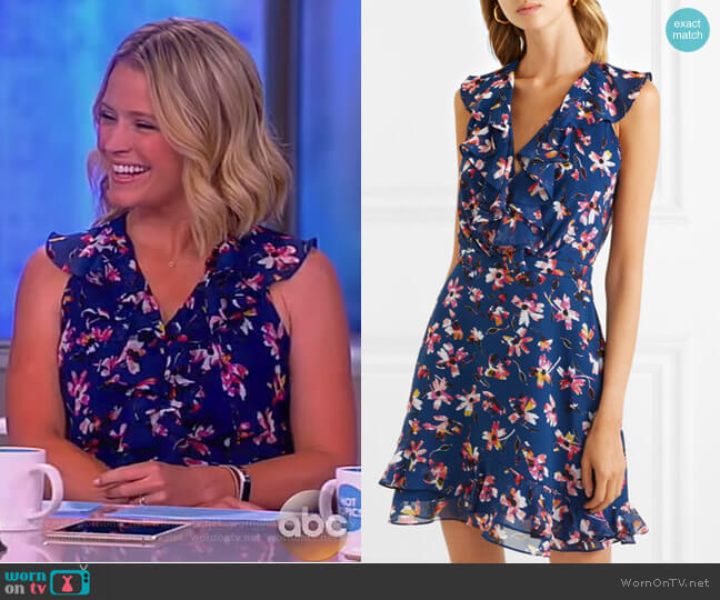 Saloni Cece ruffled floral-print silk-chiffon mini dress worn by Sara Haines on The View