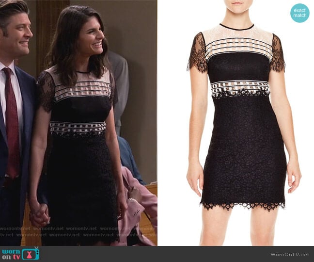 Sandro Black & White Lace Dress worn by Leslie Curry (Lindsey Kraft) on Living Biblically