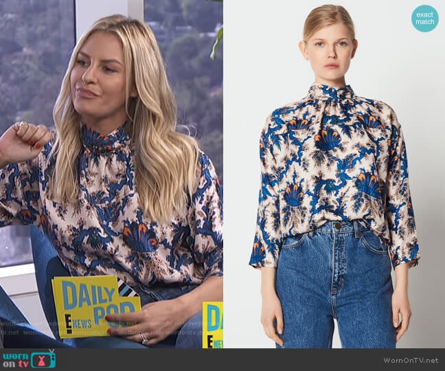 Sandro Long Sleeved Printed Top worn by Morgan Stewart on E! News