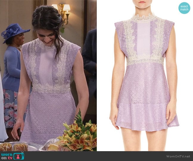Sandro Peaches Lace Mindress worn by Leslie Curry (Lindsey Kraft) on Living Biblically