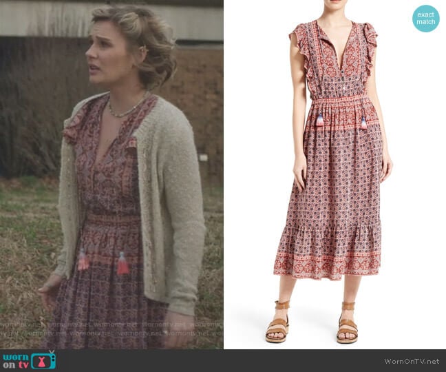 Sea Selene Print Silk Midi Dress worn by Scarlett O'Connor (Clare Bowen) on Nashville