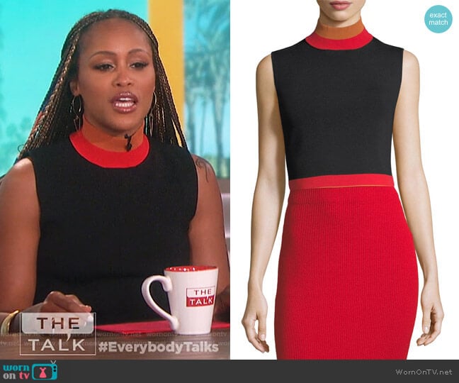 Solace London Sleeveless Cropped Turtleneck Rib-Knit Top worn by Eve on The Talk