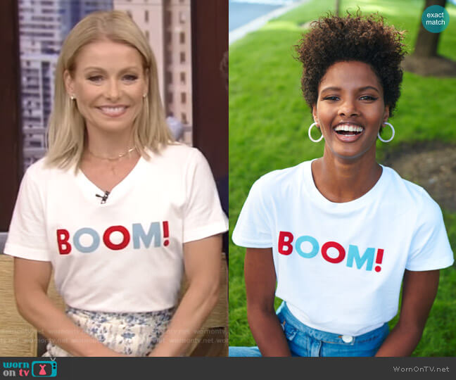 Sold Out The Boom Tee worn by Kelly Ripa on Live with Kelly and Mark