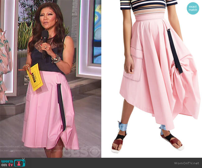 Sportmax Transforming Satin Maxi Skirt worn by Julie Chen on The Talk
