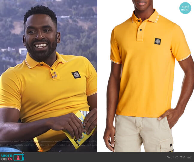 Stone Island Regular Fit Polo Shirt worn by Justin Sylvester on E! News
