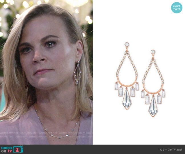 Swarovski Rose Gold-Tone Crystal Chandelier Earrings worn by Phyllis Newman (Gina Tognoni) on The Young and the Restless