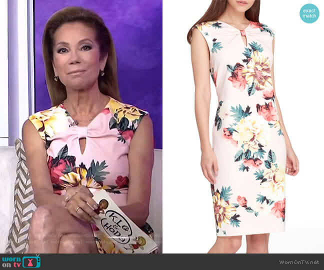 Tahari ASL Floral Scuba Crepe Sheath Dress worn by Kathie Lee Gifford on Today