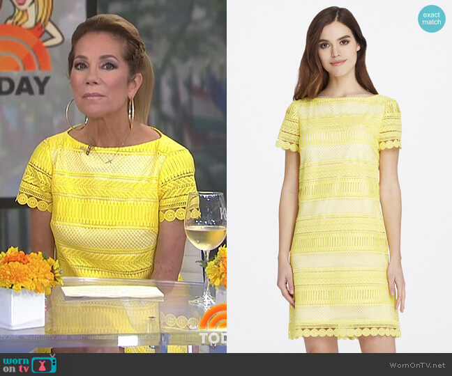 Tahari ASL Short-Sleeve Lace Shift Dress worn by Kathie Lee Gifford on Today
