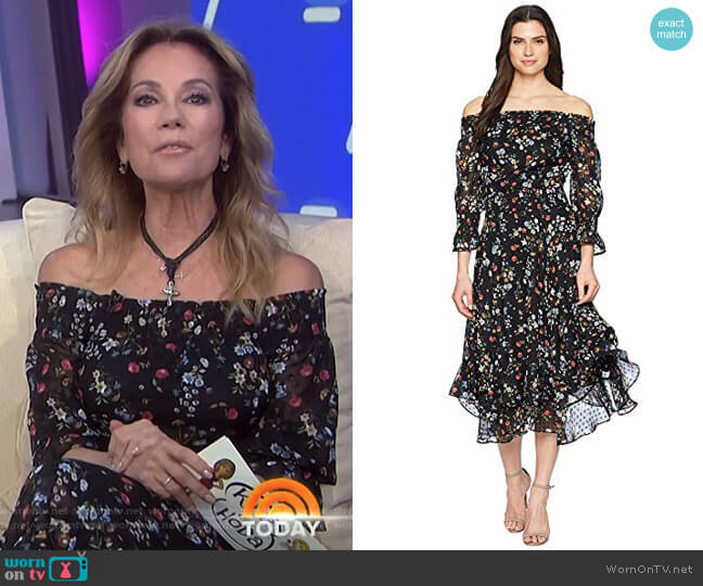 Tahari ASL Floral Off the Shoulder Midi Shift Dress worn by Kathie Lee Gifford on Today