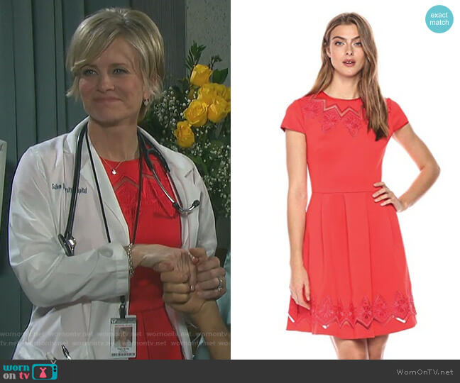 Ted Baker Cheskka Lace and Mesh Skater Dress worn by Kayla Brady (Mary Beth Evans) on Days of our Lives