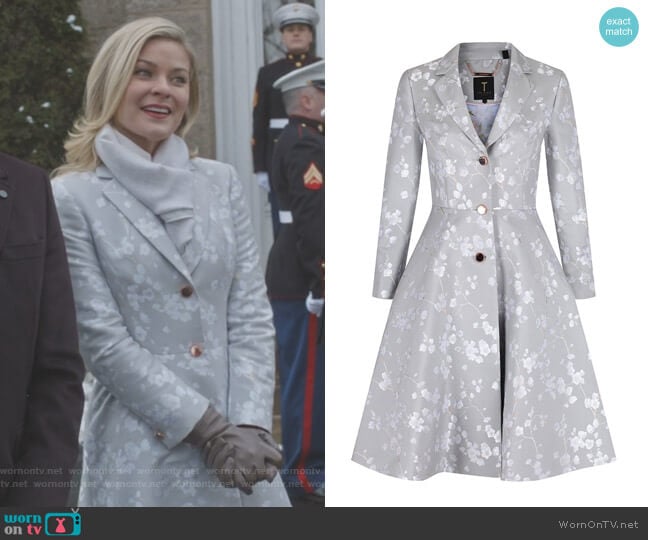 Ted Baker Fraully Oriental Jacquard Coat worn by Stephanie Borden (Kylee Evans) on Good Witch