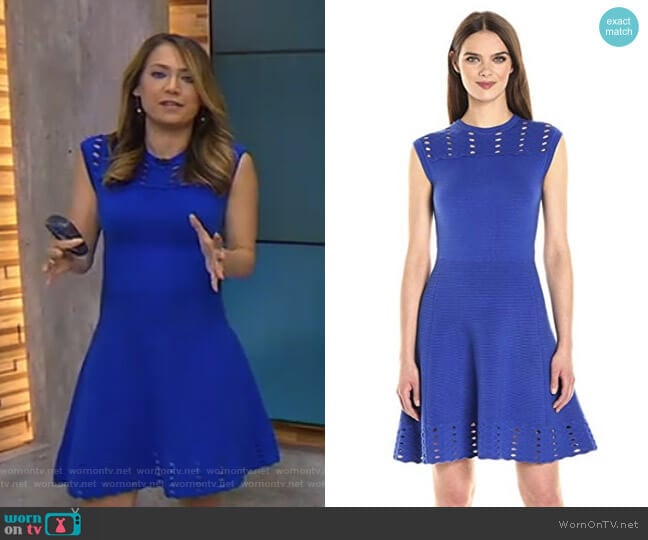 Ted Baker Zaralie Jacquard Panel Skater Dress worn by Ginger Zee on Good Morning America