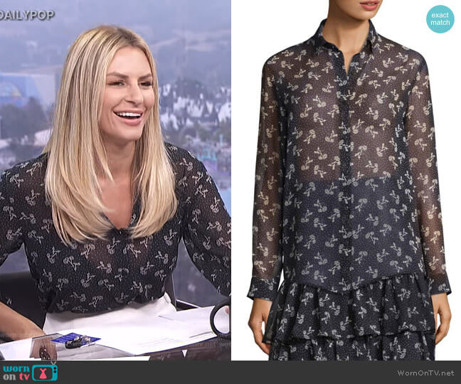 The Kooples Floral Chiffon Shirt worn by Morgan Stewart on E! News
