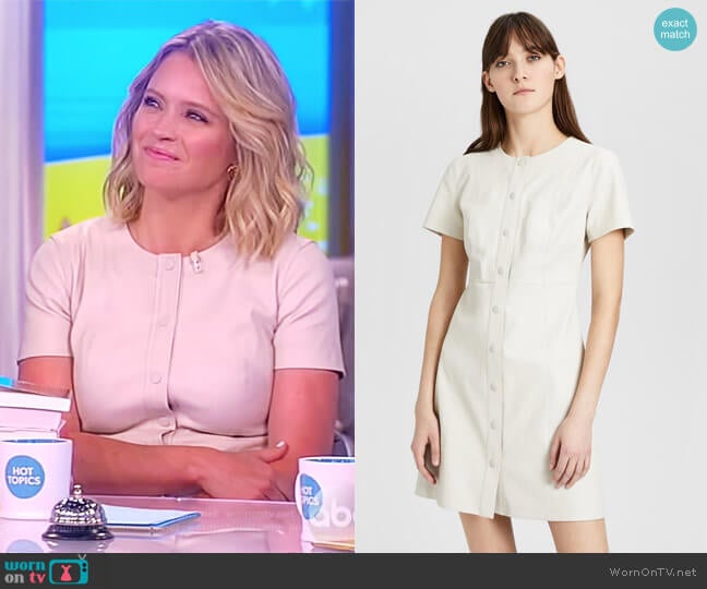 Theory Leather Easy Snap Shift Dress worn by Sara Haines on The View