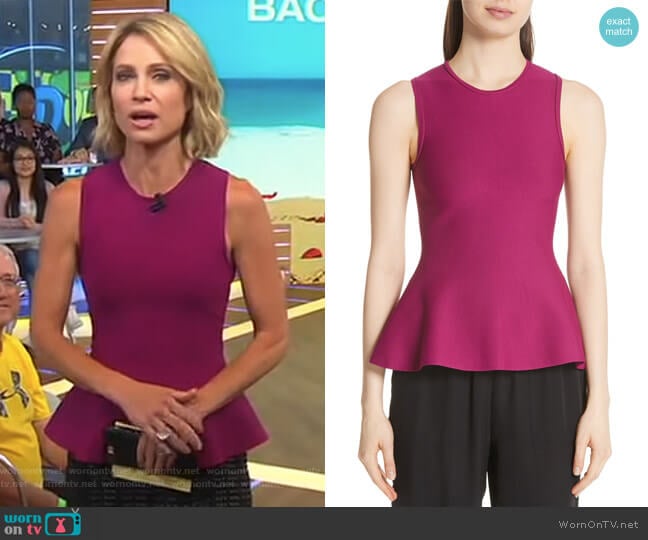 Theory Lustrate Classic Peplum Top worn by Amy Robach on Good Morning America