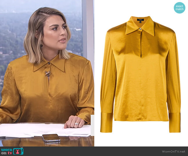 Theory Spread Collar Blouse worn by Carissa Loethen Culiner on E! News