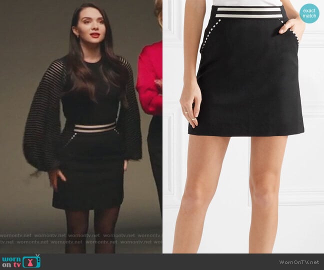 Tomas Maier Striped grain de poudre wool mini skirt worn by Jane Sloan (Katie Stevens) on The Bold Type